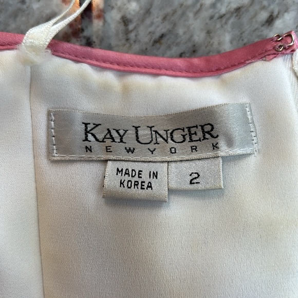 Kay Unger strapless dress, Black/white with pink piping. Size 2 - Picture 4 of 5